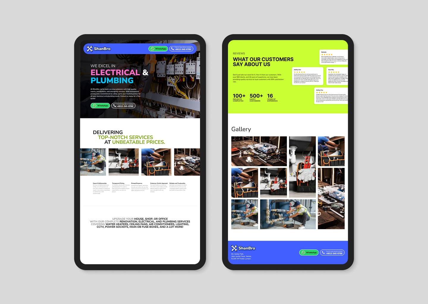 Logo and Web design & Development for Shanbro Electrician